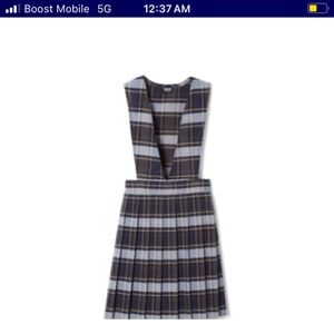 Girls uniform Plaid V-Neck Pleated Jumper